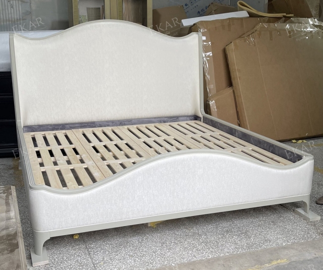 EKAR Serene Luxe Custom Solid Wood Bed | Upholstered Headboard for Luxury Bedrooms EK-LSDZBED-007,MY SHOP,EKAR Serene Luxe Custom Solid Wood Bed | Upholstered Headboard for Luxury Bedrooms EK-LSDZBED-007,foshan furniture factory,custom Furniture factory,china furniture factory