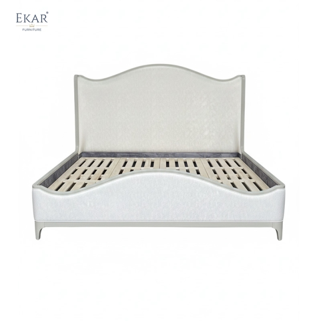 EKAR Serene Luxe Custom Solid Wood Bed | Upholstered Headboard for Luxury Bedrooms EK-LSDZBED-007,MY SHOP,EKAR Serene Luxe Custom Solid Wood Bed | Upholstered Headboard for Luxury Bedrooms EK-LSDZBED-007,foshan furniture factory,custom Furniture factory,china furniture factory