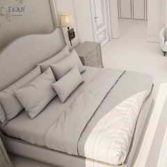 EKAR Serene Luxe Custom Solid Wood Bed | Upholstered Headboard for Luxury Bedrooms EK-LSDZBED-007,MY SHOP,EKAR Serene Luxe Custom Solid Wood Bed | Upholstered Headboard for Luxury Bedrooms EK-LSDZBED-007,foshan furniture factory,custom Furniture factory,china furniture factory