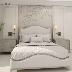 EKAR Serene Luxe Custom Solid Wood Bed | Upholstered Headboard for Luxury Bedrooms EK-LSDZBED-007,MY SHOP,EKAR Serene Luxe Custom Solid Wood Bed | Upholstered Headboard for Luxury Bedrooms EK-LSDZBED-007,foshan furniture factory,custom Furniture factory,china furniture factory