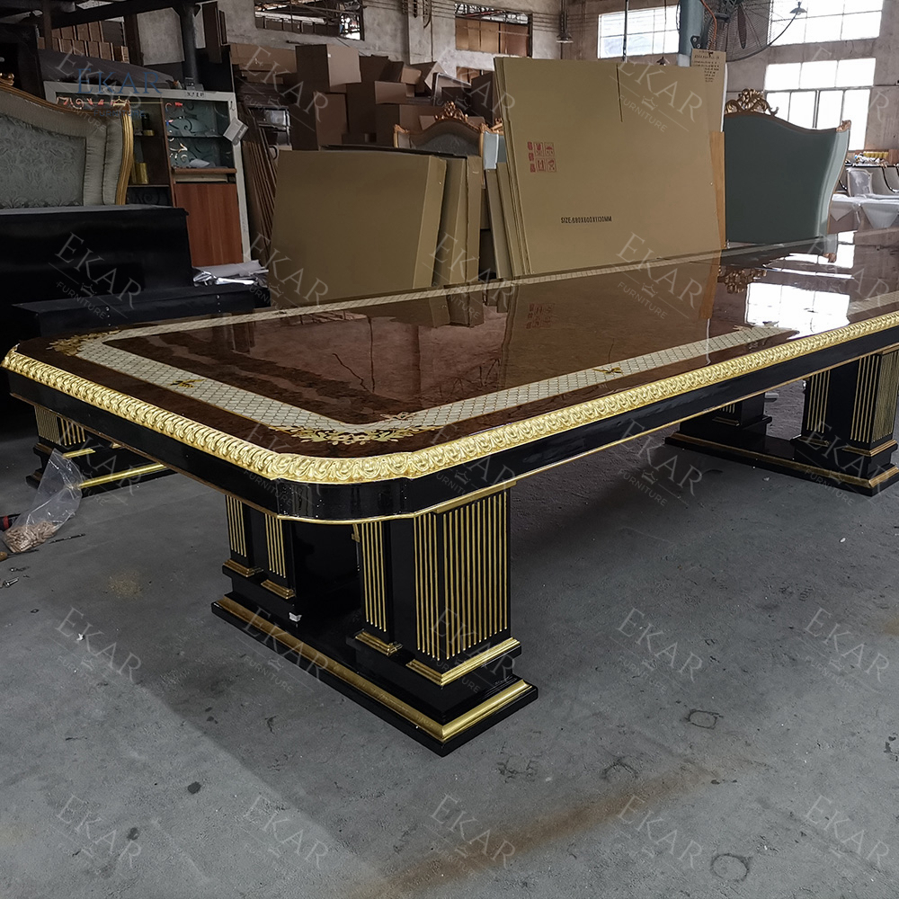 New 5m Customized High Gloss Veneer Dining Table Set,EKAR FURNITURE CO.,LTD,New 5m Customized High Gloss Veneer Dining Table Set,foshan furniture factory,custom Furniture factory,china furniture factory