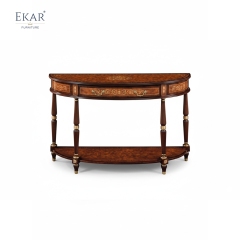EKAR Regency Demilune Console Table with Burl Wood Marquetry and Gilded Accents,MY SHOP,EKAR Regency Demilune Console Table with Burl Wood Marquetry and Gilded Accents,foshan furniture factory,custom Furniture factory,china furniture factory