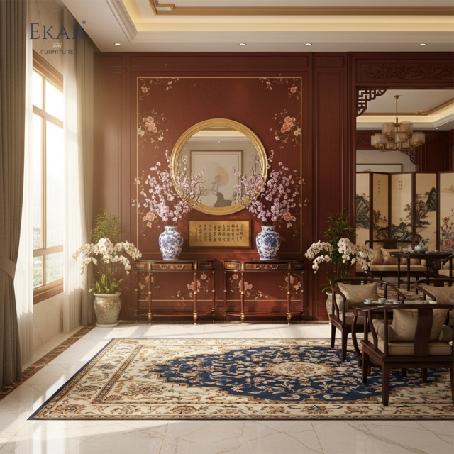 EKAR Regency Demilune Console Table with Burl Wood Marquetry and Gilded Accents,MY SHOP,EKAR Regency Demilune Console Table with Burl Wood Marquetry and Gilded Accents,foshan furniture factory,custom Furniture factory,china furniture factory