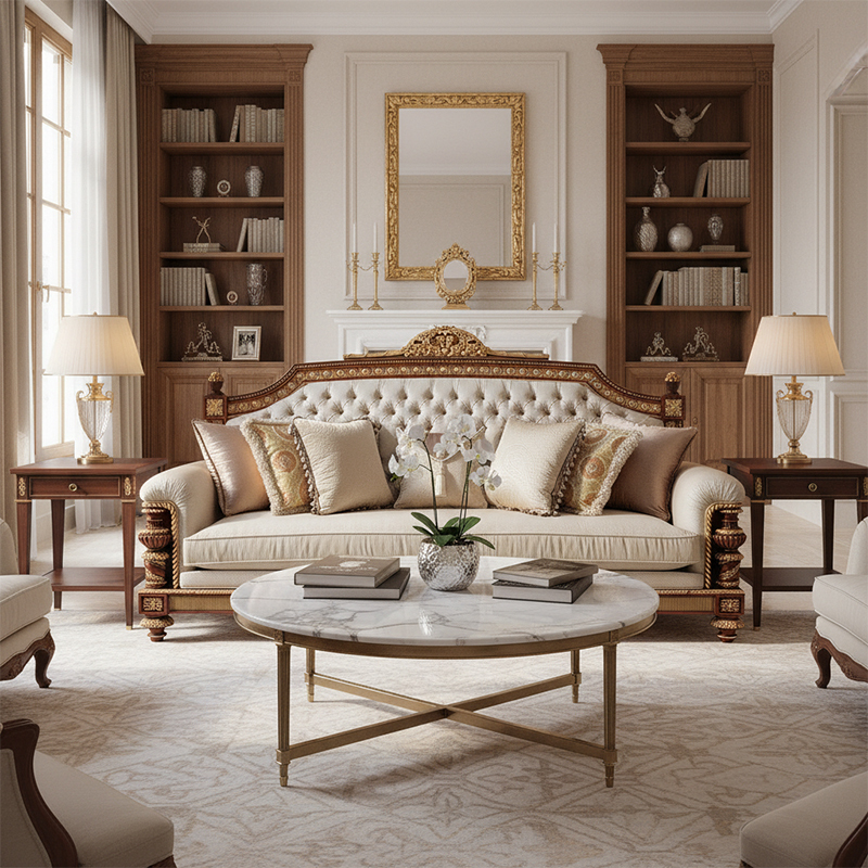 EKAR Charleston Estate Hand-Carved Tufted Fabric Sofa with Gilded Accents,EKAR FURNITURE CO.,LTD,EKAR Charleston Estate Hand-Carved Tufted Fabric Sofa with Gilded Accents,foshan furniture factory,custom Furniture factory,china furniture factory