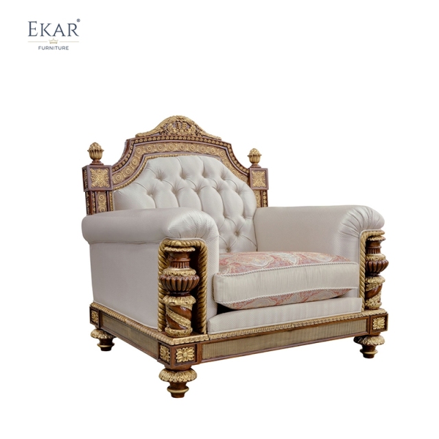 EKAR Charleston Estate Hand-Carved Tufted Fabric Sofa with Gilded Accents,MY SHOP,EKAR Charleston Estate Hand-Carved Tufted Fabric Sofa with Gilded Accents,foshan furniture factory,custom Furniture factory,china furniture factory