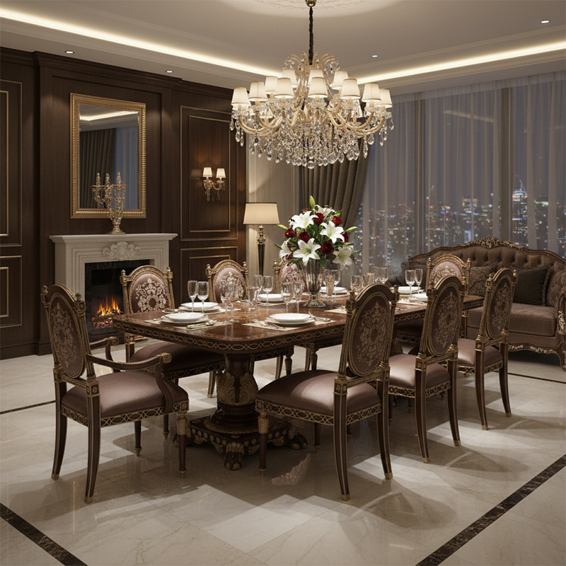 EKAR Vanderbilt Imperial Double-Pedestal Dining Table with Marquetry Inlay,EKAR FURNITURE CO.,LTD,EKAR Vanderbilt Imperial Double-Pedestal Dining Table with Marquetry Inlay,foshan furniture factory,custom Furniture factory,china furniture factory