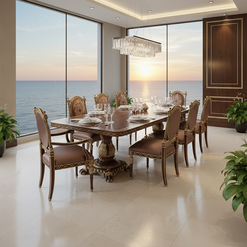 EKAR Vanderbilt Imperial Double-Pedestal Dining Table with Marquetry Inlay,EKAR FURNITURE CO.,LTD,EKAR Vanderbilt Imperial Double-Pedestal Dining Table with Marquetry Inlay,foshan furniture factory,custom Furniture factory,china furniture factory