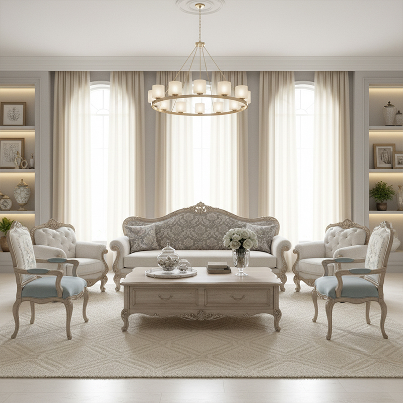 EKAR Savoy Estate Hand-Carved Wood Sofa with Tufted Damask Center Panel,EKAR FURNITURE CO.,LTD,EKAR Savoy Estate Hand-Carved Wood Sofa with Tufted Damask Center Panel,foshan furniture factory,custom Furniture factory,china furniture factory