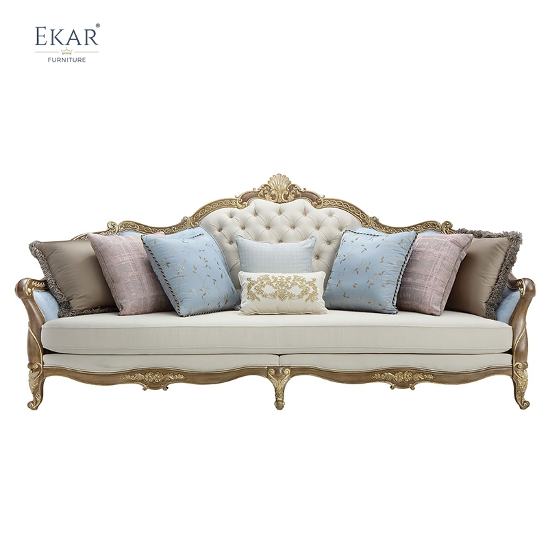 EKAR Isabelle French Hand-Carved Tufted Sofa with Gilded Wood Frame,EKAR FURNITURE CO.,LTD,EKAR Isabelle French Hand-Carved Tufted Sofa with Gilded Wood Frame,foshan furniture factory,custom Furniture factory,china furniture factory