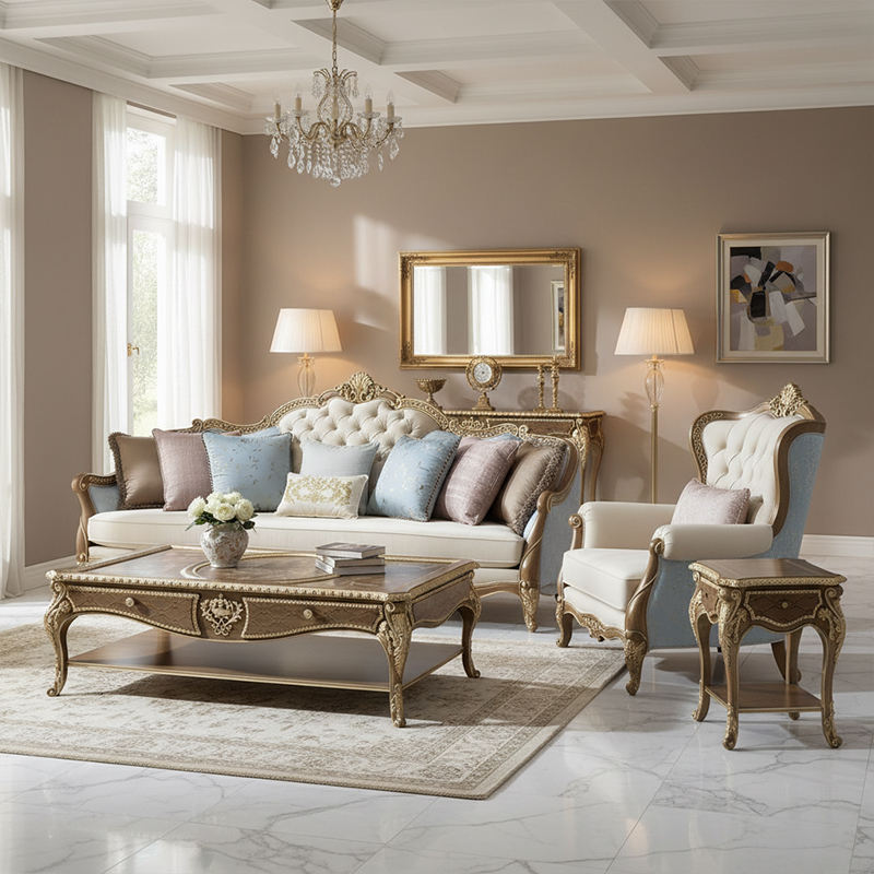 EKAR Isabelle French Hand-Carved Tufted Sofa with Gilded Wood Frame,EKAR FURNITURE CO.,LTD,EKAR Isabelle French Hand-Carved Tufted Sofa with Gilded Wood Frame,foshan furniture factory,custom Furniture factory,china furniture factory