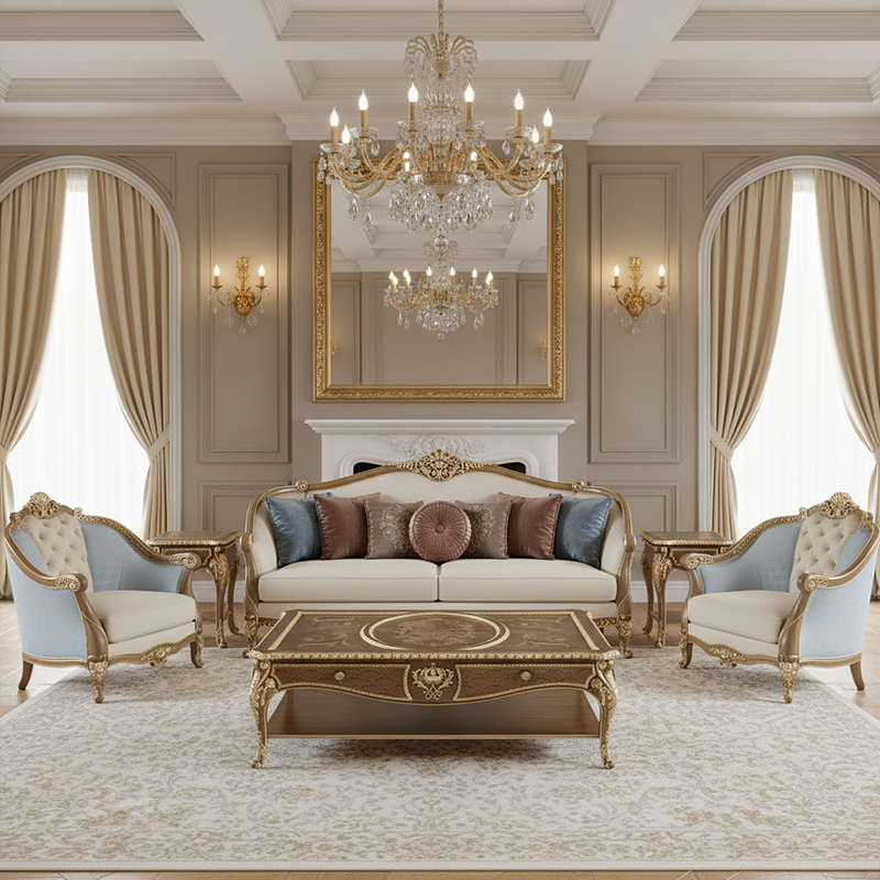 EKAR Isabelle French Hand-Carved Tufted Sofa with Gilded Wood Frame,EKAR FURNITURE CO.,LTD,EKAR Isabelle French Hand-Carved Tufted Sofa with Gilded Wood Frame,foshan furniture factory,custom Furniture factory,china furniture factory