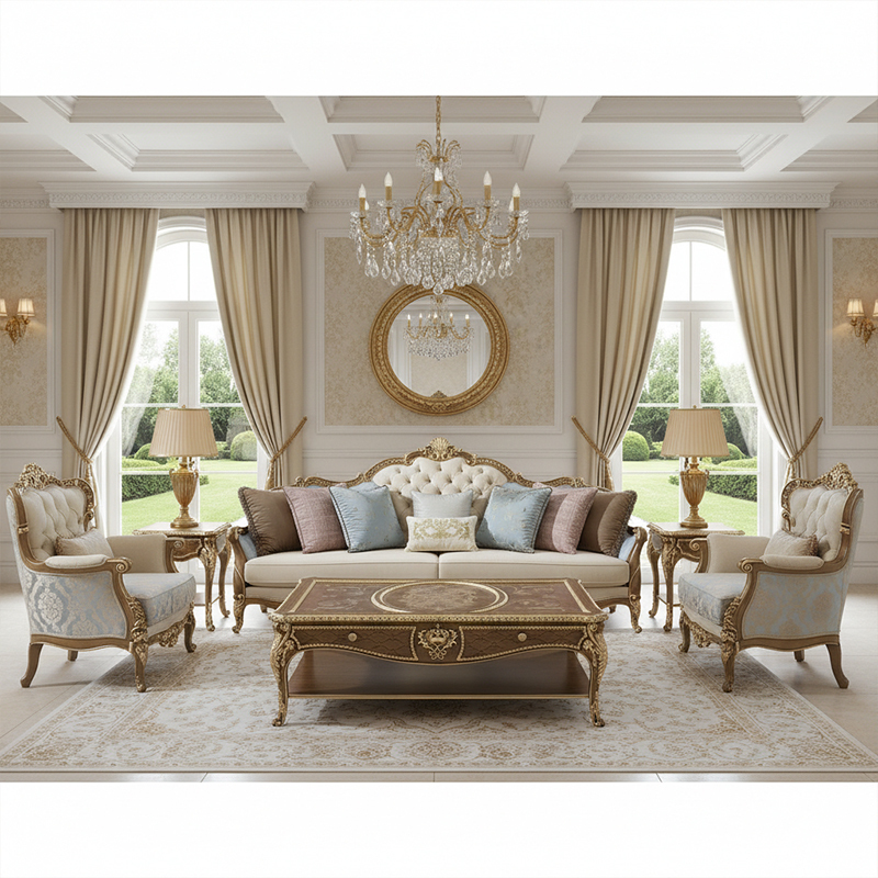 EKAR Isabelle French Hand-Carved Tufted Sofa with Gilded Wood Frame,EKAR FURNITURE CO.,LTD,EKAR Isabelle French Hand-Carved Tufted Sofa with Gilded Wood Frame,foshan furniture factory,custom Furniture factory,china furniture factory