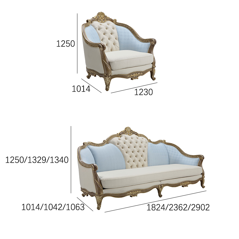 EKAR Isabelle French Hand-Carved Tufted Sofa with Gilded Wood Frame,EKAR FURNITURE CO.,LTD,EKAR Isabelle French Hand-Carved Tufted Sofa with Gilded Wood Frame,foshan furniture factory,custom Furniture factory,china furniture factory