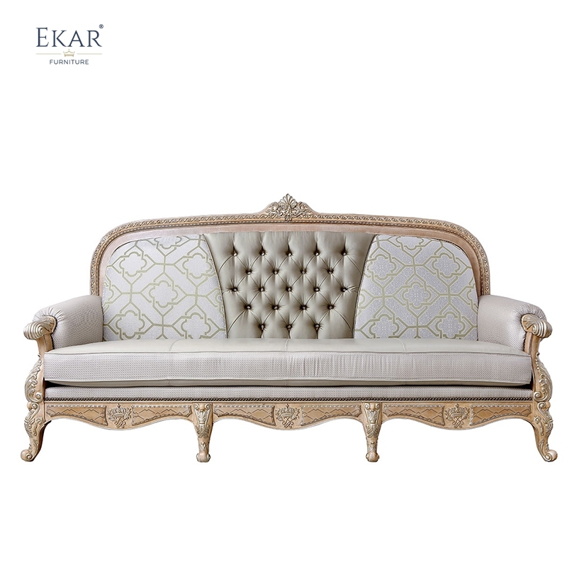 EKAR Genevieve Estate Hand-Carved Wood Sofa with Mixed-Texture Upholstery,EKAR FURNITURE CO.,LTD,EKAR Genevieve Estate Hand-Carved Wood Sofa with Mixed-Texture Upholstery,foshan furniture factory,custom Furniture factory,china furniture factory