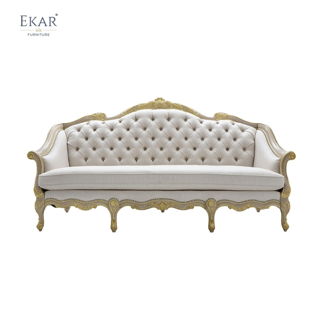 EKAR Antoinette Estate Hand-Carved Tufted Sofa in Cream &amp; Gold,MY SHOP,EKAR Antoinette Estate Hand-Carved Tufted Sofa in Cream &amp; Gold,foshan furniture factory,custom Furniture factory,china furniture factory