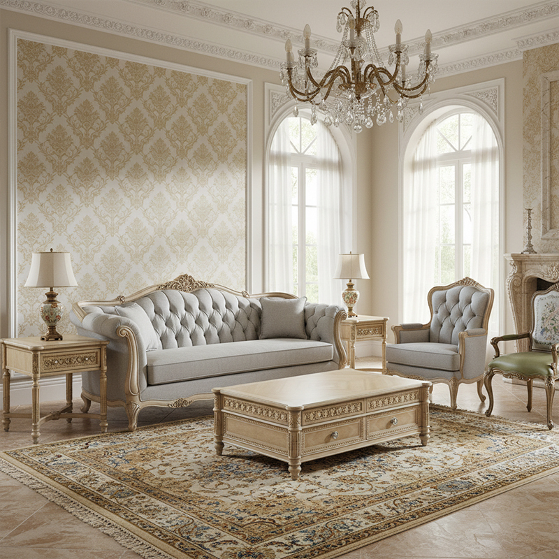 EKAR Antoinette Estate Hand-Carved Tufted Sofa in Cream & Gold,EKAR FURNITURE CO.,LTD,EKAR Antoinette Estate Hand-Carved Tufted Sofa in Cream & Gold,foshan furniture factory,custom Furniture factory,china furniture factory