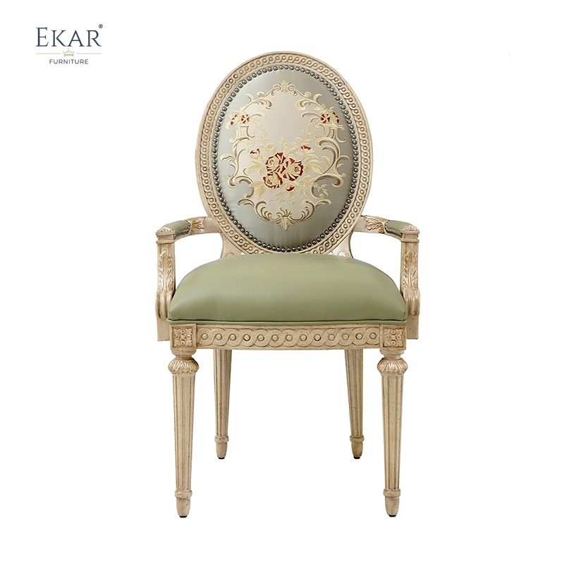 EKAR Genevieve Estate Oval Back Dining Chair with Embroidered Upholstery,EKAR FURNITURE CO.,LTD,EKAR Genevieve Estate Oval Back Dining Chair with Embroidered Upholstery,foshan furniture factory,custom Furniture factory,china furniture factory