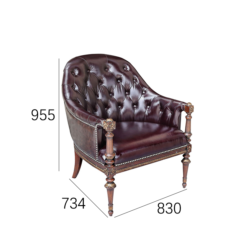 EKAR Oxford Classic Leather Club Chair with Deep Button Tufting and Turned Legs,EKAR FURNITURE CO.,LTD,EKAR Oxford Classic Leather Club Chair with Deep Button Tufting and Turned Legs,foshan furniture factory,custom Furniture factory,china furniture factory