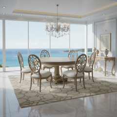 EKAR Colonial Estate Round Dining Table with Burl Wood Inlay and Fluted Pedestal,MY SHOP,EKAR Colonial Estate Round Dining Table with Burl Wood Inlay and Fluted Pedestal,foshan furniture factory,custom Furniture factory,china furniture factory