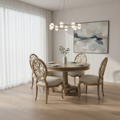 EKAR Colonial Estate Round Dining Table with Burl Wood Inlay and Fluted Pedestal,MY SHOP,EKAR Colonial Estate Round Dining Table with Burl Wood Inlay and Fluted Pedestal,foshan furniture factory,custom Furniture factory,china furniture factory