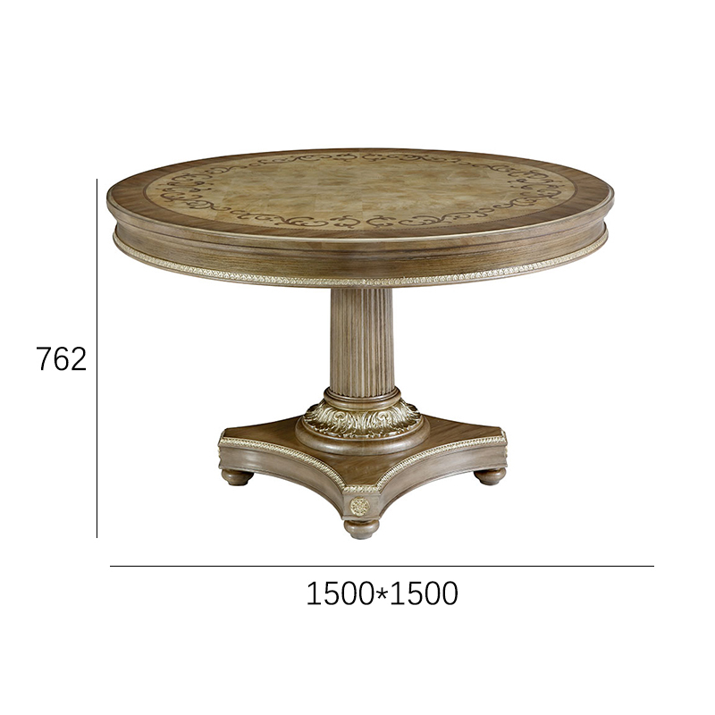 EKAR Colonial Estate Round Dining Table with Burl Wood Inlay and Fluted Pedestal,EKAR FURNITURE CO.,LTD,EKAR Colonial Estate Round Dining Table with Burl Wood Inlay and Fluted Pedestal,foshan furniture factory,custom Furniture factory,china furniture factory