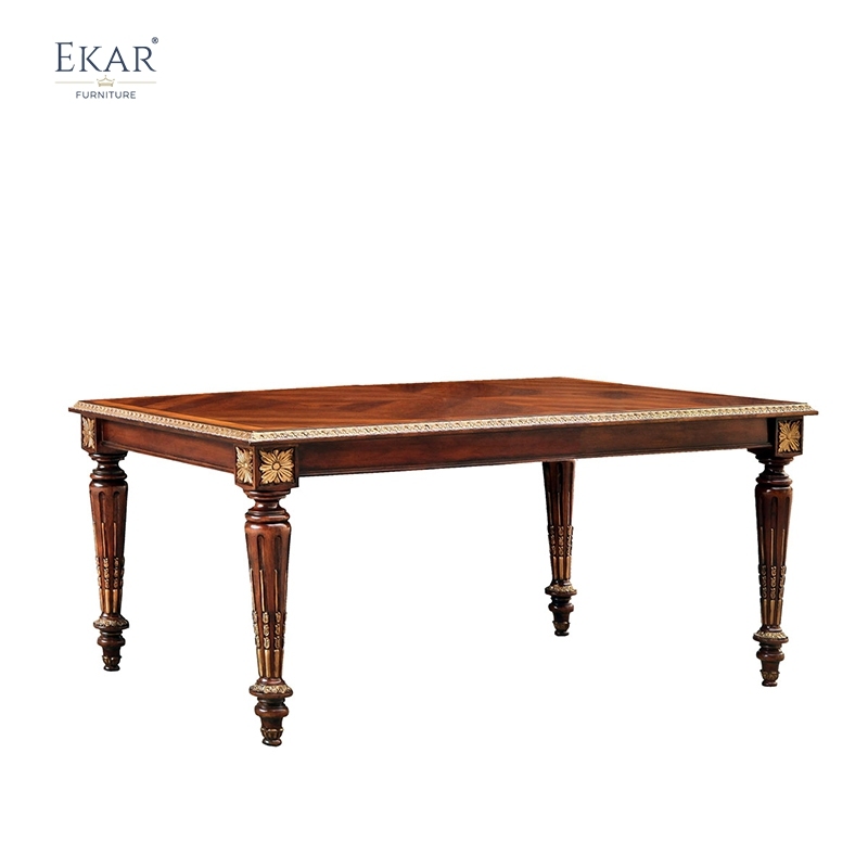 EKAR Charleston Classic Rectangular Dining Table with Gilded Fluted Legs,EKAR FURNITURE CO.,LTD,EKAR Charleston Classic Rectangular Dining Table with Gilded Fluted Legs,foshan furniture factory,custom Furniture factory,china furniture factory