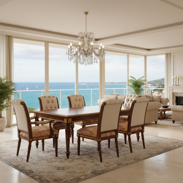 EKAR Charleston Classic Rectangular Dining Table with Gilded Fluted Legs,MY SHOP,EKAR Charleston Classic Rectangular Dining Table with Gilded Fluted Legs,foshan furniture factory,custom Furniture factory,china furniture factory