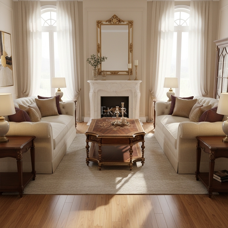 EKAR Royal Sovereign Marquetry Coffee Table with Hand-Carved Gilded Accents,EKAR FURNITURE CO.,LTD,EKAR Royal Sovereign Marquetry Coffee Table with Hand-Carved Gilded Accents,foshan furniture factory,custom Furniture factory,china furniture factory