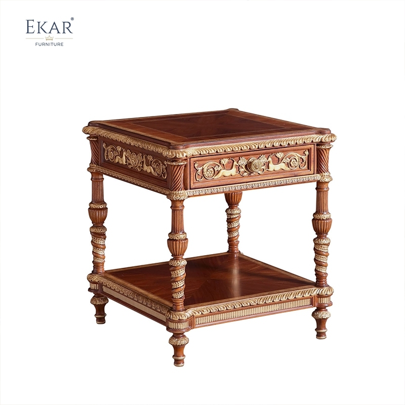 EKAR Royal Sovereign Carved End Table with Gilded Accents and Lower Shelf,EKAR FURNITURE CO.,LTD,EKAR Royal Sovereign Carved End Table with Gilded Accents and Lower Shelf,foshan furniture factory,custom Furniture factory,china furniture factory