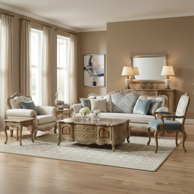 EKAR Isabelle French Provincial Carved Coffee Table with Storage,MY SHOP,EKAR Isabelle French Provincial Carved Coffee Table with Storage,foshan furniture factory,custom Furniture factory,china furniture factory