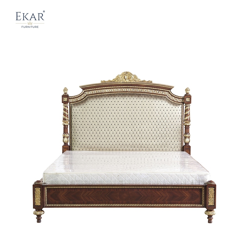 EKAR Windsor Imperial Estate Bed with Gold Leaf Accents and Tufted Headboard,EKAR FURNITURE CO.,LTD,EKAR Windsor Imperial Estate Bed with Gold Leaf Accents and Tufted Headboard,foshan furniture factory,custom Furniture factory,china furniture factory