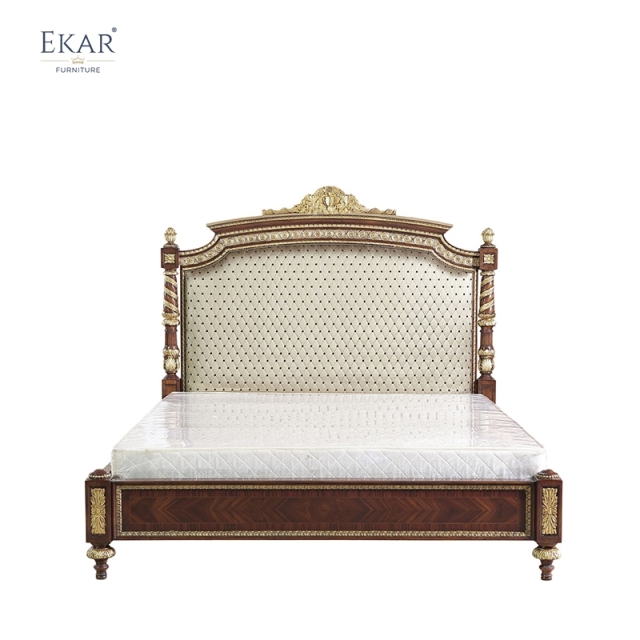 EKAR Windsor Imperial Estate Bed with Gold Leaf Accents and Tufted Headboard,MY SHOP,EKAR Windsor Imperial Estate Bed with Gold Leaf Accents and Tufted Headboard,foshan furniture factory,custom Furniture factory,china furniture factory