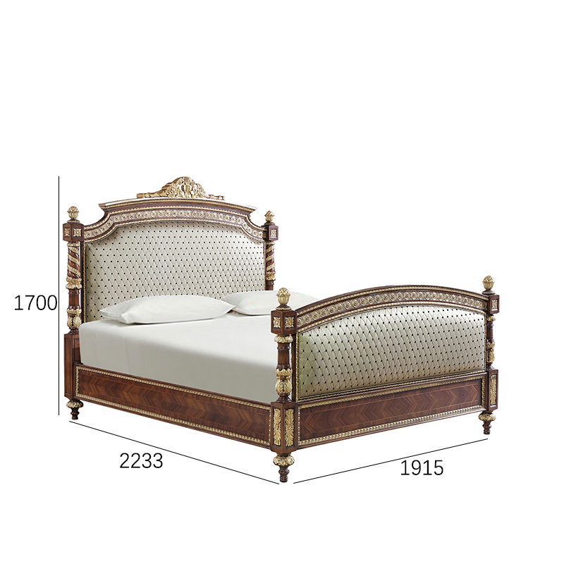 EKAR Windsor Imperial Estate Bed with Gold Leaf Accents and Tufted Headboard,EKAR FURNITURE CO.,LTD,EKAR Windsor Imperial Estate Bed with Gold Leaf Accents and Tufted Headboard,foshan furniture factory,custom Furniture factory,china furniture factory