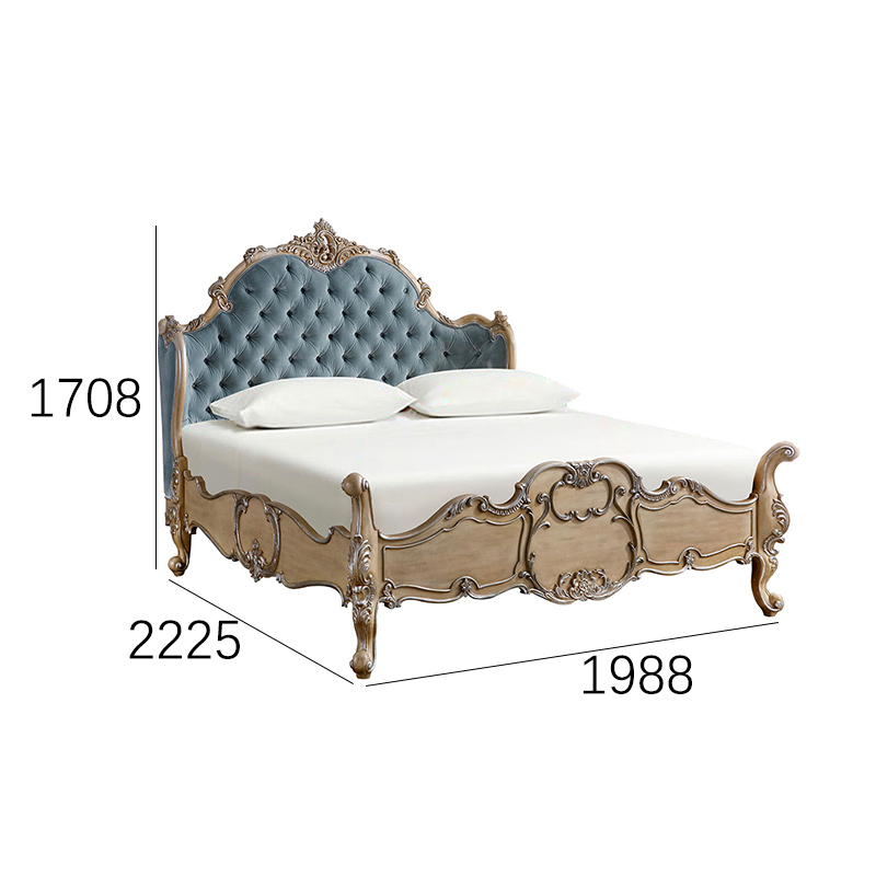 EKAR Genevieve Rococo Estate Bed with Powder Blue Tufted Headboard,EKAR FURNITURE CO.,LTD,EKAR Genevieve Rococo Estate Bed with Powder Blue Tufted Headboard,foshan furniture factory,custom Furniture factory,china furniture factory