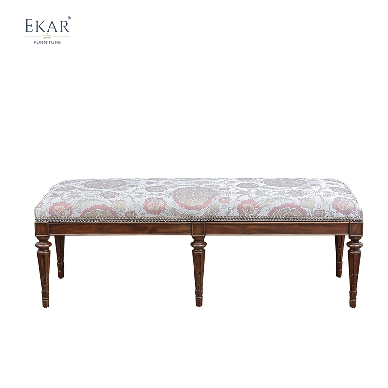 EKAR Charleston Classic Upholstered End of Bed Bench with Paisley Fabric,EKAR FURNITURE CO.,LTD,EKAR Charleston Classic Upholstered End of Bed Bench with Paisley Fabric,foshan furniture factory,custom Furniture factory,china furniture factory