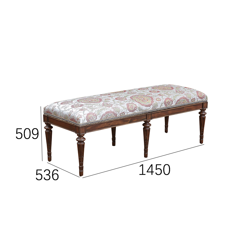 EKAR Charleston Classic Upholstered End of Bed Bench with Paisley Fabric,EKAR FURNITURE CO.,LTD,EKAR Charleston Classic Upholstered End of Bed Bench with Paisley Fabric,foshan furniture factory,custom Furniture factory,china furniture factory