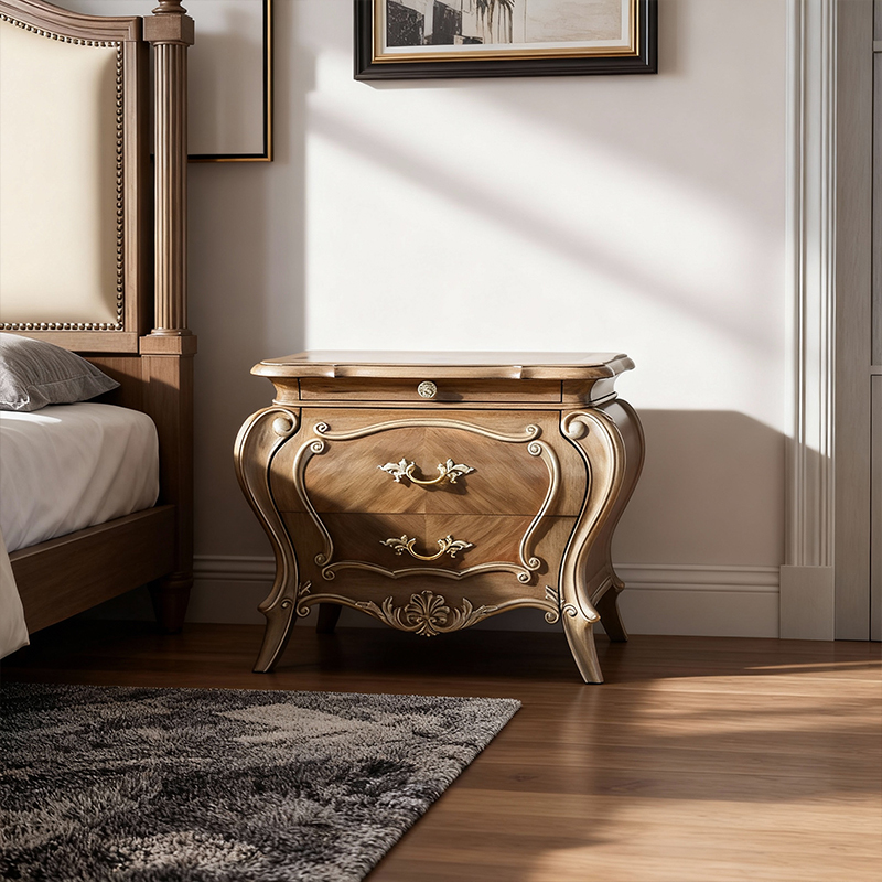 EKAR Isabelle American Style Curved Bedside Table (with Hidden Jewelry Drawer),EKAR FURNITURE CO.,LTD,EKAR Isabelle American Style Curved Bedside Table (with Hidden Jewelry Drawer),foshan furniture factory,custom Furniture factory,china furniture factory