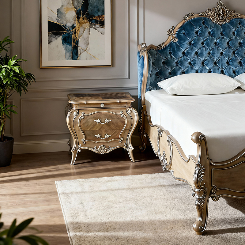 EKAR Isabelle American Style Curved Bedside Table (with Hidden Jewelry Drawer),EKAR FURNITURE CO.,LTD,EKAR Isabelle American Style Curved Bedside Table (with Hidden Jewelry Drawer),foshan furniture factory,custom Furniture factory,china furniture factory