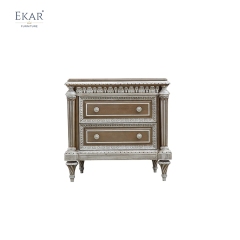 EKAR Sterling Estate Hand-Carved Silver Nightstand with Fluted Columns,MY SHOP,EKAR Sterling Estate Hand-Carved Silver Nightstand with Fluted Columns,foshan furniture factory,custom Furniture factory,china furniture factory