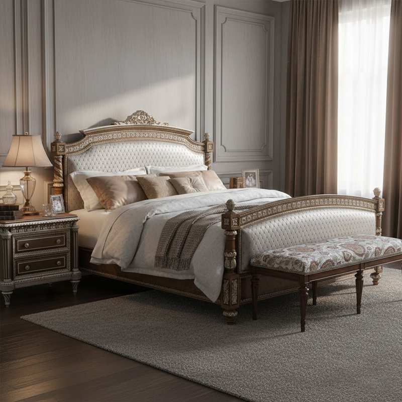 EKAR Sterling Estate Hand-Carved Silver Nightstand with Fluted Columns,EKAR FURNITURE CO.,LTD,EKAR Sterling Estate Hand-Carved Silver Nightstand with Fluted Columns,foshan furniture factory,custom Furniture factory,china furniture factory