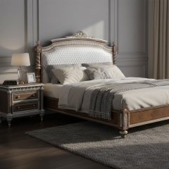 EKAR Sterling Estate Hand-Carved Silver Nightstand with Fluted Columns,MY SHOP,EKAR Sterling Estate Hand-Carved Silver Nightstand with Fluted Columns,foshan furniture factory,custom Furniture factory,china furniture factory