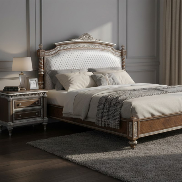 EKAR Sterling Estate Hand-Carved Silver Nightstand with Fluted Columns,MY SHOP,EKAR Sterling Estate Hand-Carved Silver Nightstand with Fluted Columns,foshan furniture factory,custom Furniture factory,china furniture factory