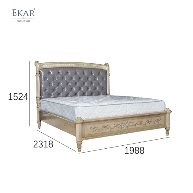 EKAR Sterling Estate Tufted Leather Bed with Inlaid Wood Details,MY SHOP,EKAR Sterling Estate Tufted Leather Bed with Inlaid Wood Details,foshan furniture factory,custom Furniture factory,china furniture factory