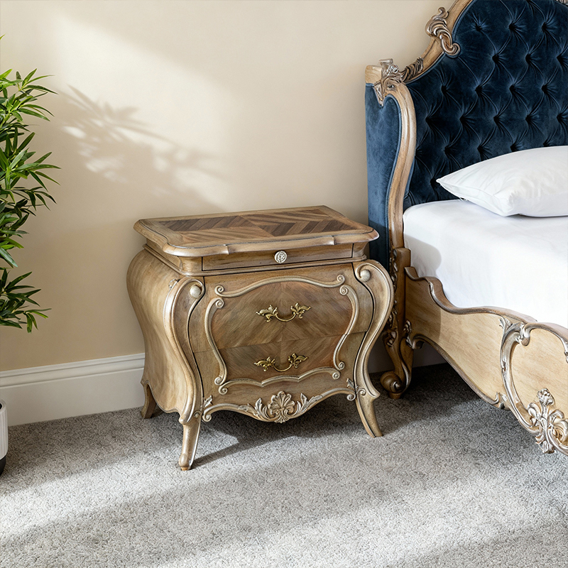 EKAR Isabelle American Style Curved Bedside Table (with Hidden Jewelry Drawer),EKAR FURNITURE CO.,LTD,EKAR Isabelle American Style Curved Bedside Table (with Hidden Jewelry Drawer),foshan furniture factory,custom Furniture factory,china furniture factory