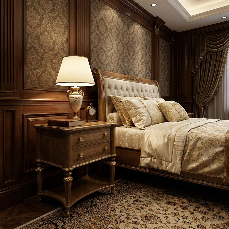 EKAR Hampton Estate Two-Drawer Nightstand with Lower Shelf and Marquetry,EKAR FURNITURE CO.,LTD,EKAR Hampton Estate Two-Drawer Nightstand with Lower Shelf and Marquetry,foshan furniture factory,custom Furniture factory,china furniture factory