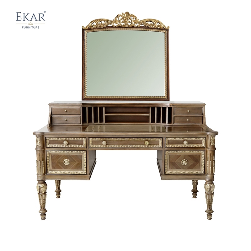 EKAR Windsor Imperial Estate Vanity Desk with Hutch and Gilded Mirror,EKAR FURNITURE CO.,LTD,EKAR Windsor Imperial Estate Vanity Desk with Hutch and Gilded Mirror,foshan furniture factory,custom Furniture factory,china furniture factory