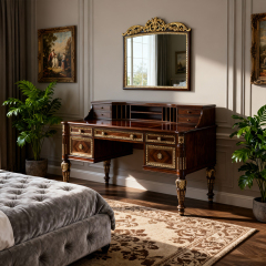 EKAR Windsor Imperial Estate Vanity Desk with Hutch and Gilded Mirror,MY SHOP,EKAR Windsor Imperial Estate Vanity Desk with Hutch and Gilded Mirror,foshan furniture factory,custom Furniture factory,china furniture factory