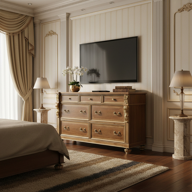 EKAR Charleston Estate Seven-Drawer Dresser with Gilded Accents and Parquet Inlay,MY SHOP,EKAR Charleston Estate Seven-Drawer Dresser with Gilded Accents and Parquet Inlay,foshan furniture factory,custom Furniture factory,china furniture factory