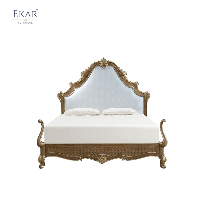 EKAR Monarch Hand-Carved American Style Luxury Bed | Classic Upholstered Master Bedroom Furniture,EKAR FURNITURE CO.,LTD,EKAR Monarch Hand-Carved American Style Luxury Bed | Classic Upholstered Master Bedroom Furniture,foshan furniture factory,custom Furniture factory,china furniture factory