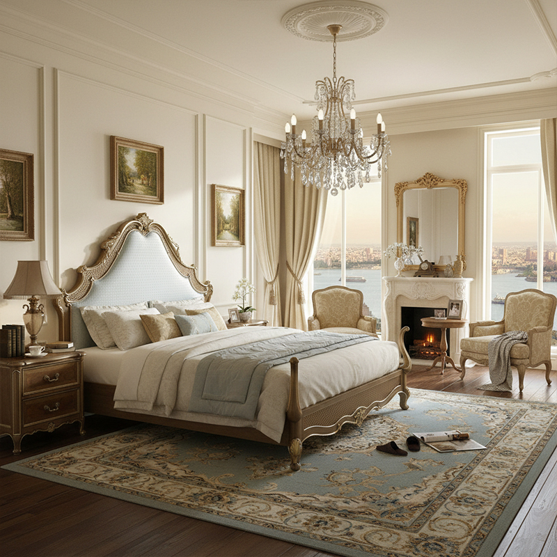 EKAR Monarch Hand-Carved American Style Luxury Bed | Classic Upholstered Master Bedroom Furniture,EKAR FURNITURE CO.,LTD,EKAR Monarch Hand-Carved American Style Luxury Bed | Classic Upholstered Master Bedroom Furniture,foshan furniture factory,custom Furniture factory,china furniture factory